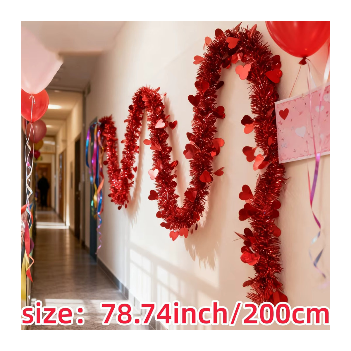4M Herz-Girlande rot aus Kunststoff als hängendes Ornament für Valentinstag, Hochzeit und Party - Bild 1
