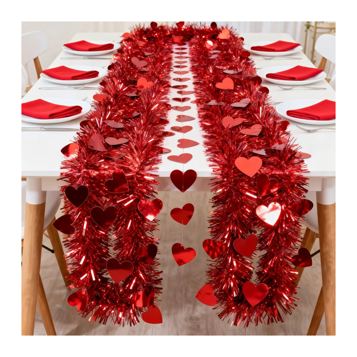 4M Herz-Girlande rot aus Kunststoff als hängendes Ornament für Valentinstag, Hochzeit und Party - Bild 4