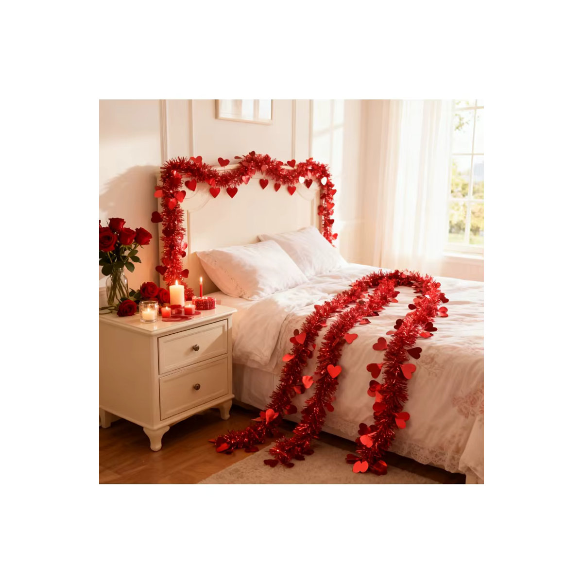 4M Herz-Girlande rot aus Kunststoff als hängendes Ornament für Valentinstag, Hochzeit und Party - Bild 6