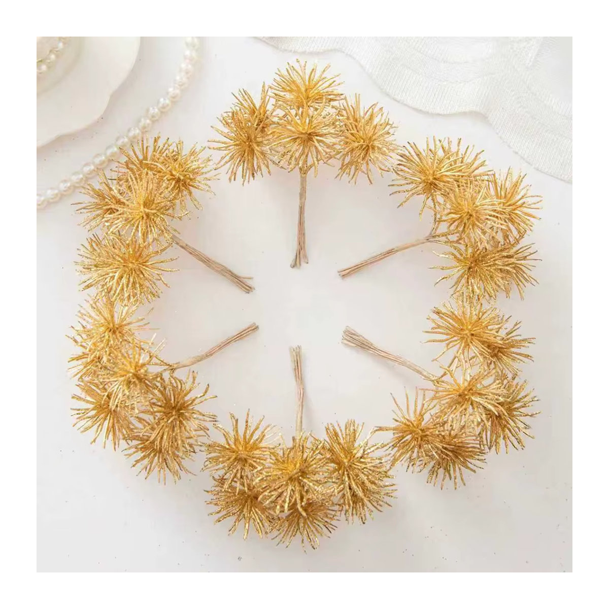 5 oder 10 Stück Künstliche Pflanzen smr in Gold als Dekoration für Hochzeit, Weihnachten und DIY-Geschenke - Bild 2