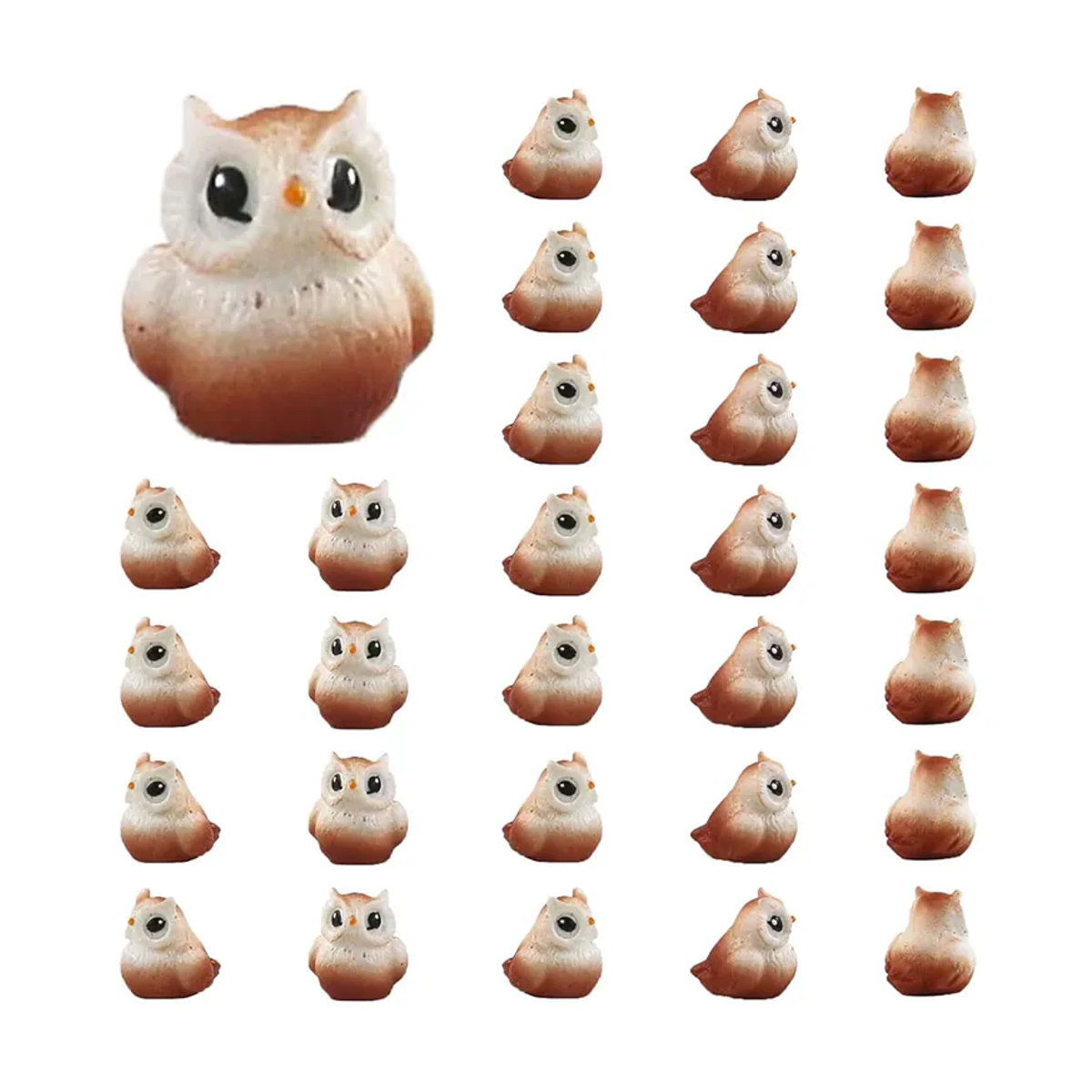 5 oder 10 Stück Mini-Eulenfiguren aus Kunstharz in Braun für Feengärten und Pflanzendekorationen - Bild 2