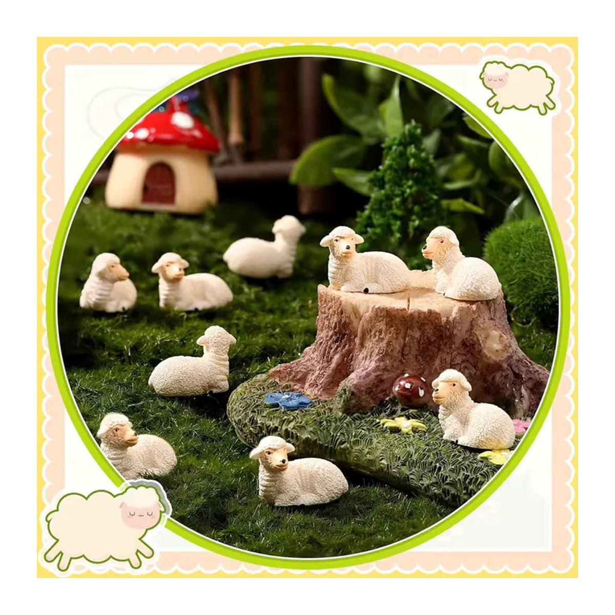5 oder 10 Stück Miniatur-Schafe aus Kunstharz in Weiß für Feengarten und DIY-Mikrolandschaften - Bild 2