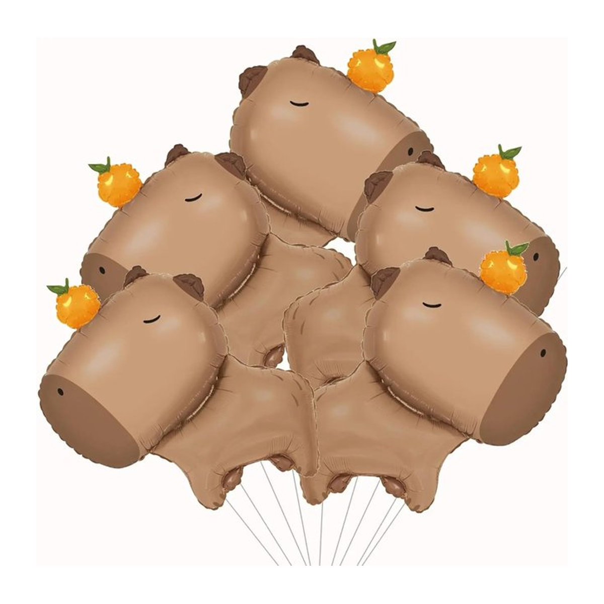 5 Stück Capybara Aluminiumfolienballons in Braun für deine Geburtstagsparty als Cartoon-Tier Deko - Bild 1