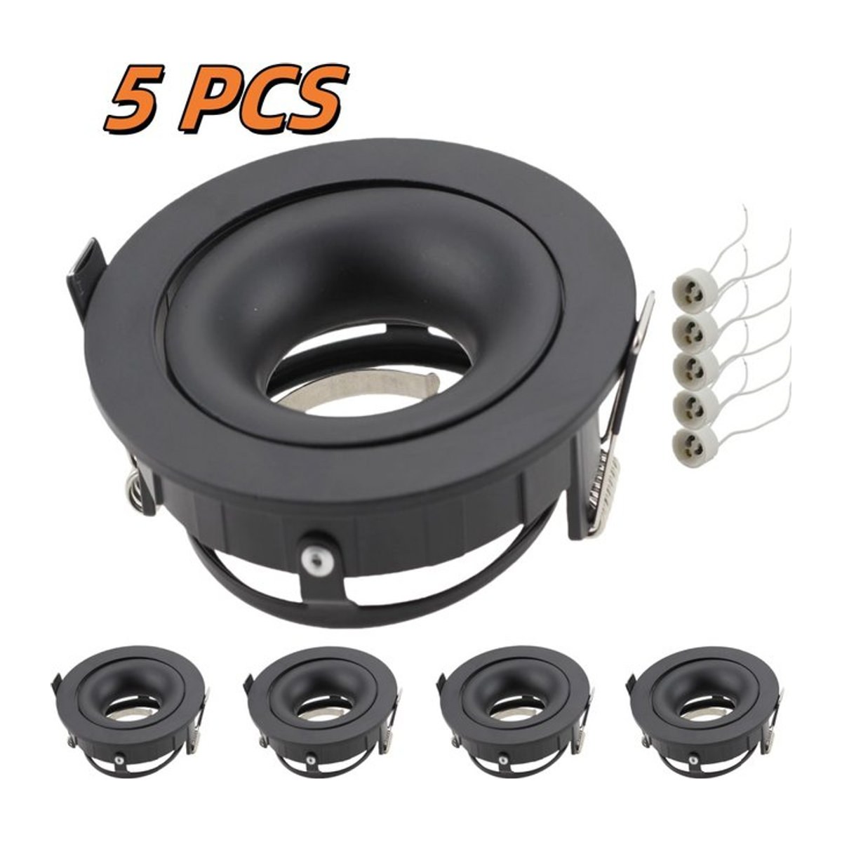 5 Stück JOYINLED Einbaustrahler Set mit GU10-Sockel, runde LED-Downlights in Schwarz mit verstellbarem Winkel für Küche, Wohnzimmer und Schlafzimmer - Bild 1