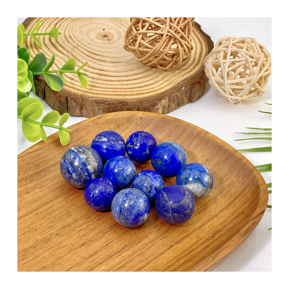 5 Stück Lapislazuli-Dekokugeln aus natürlichem Kristall, blaue Rohsteine in runder Form - Bild 2