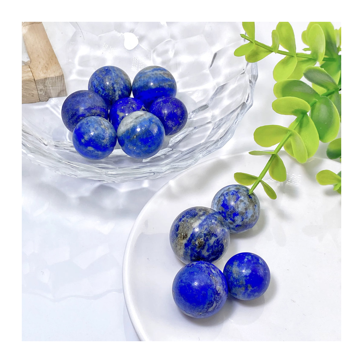 5 Stück Lapislazuli-Dekokugeln aus natürlichem Kristall, blaue Rohsteine in runder Form - Bild 4
