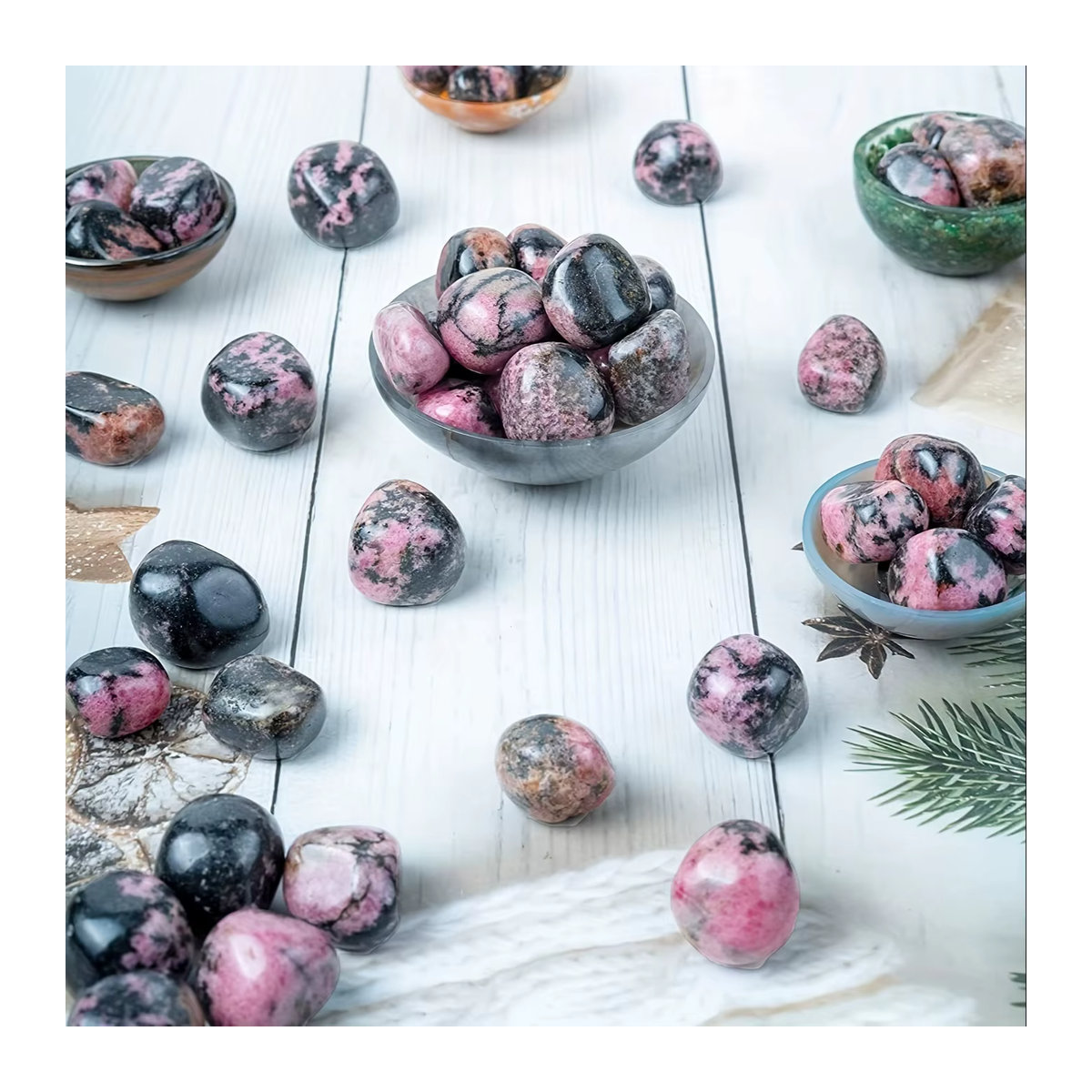 5 Stück Rosenphlogopit von Stone Brothers in Rosa, natürliche Mineralienproben für Chakra-Balance und Aquariendekoration - Bild 5
