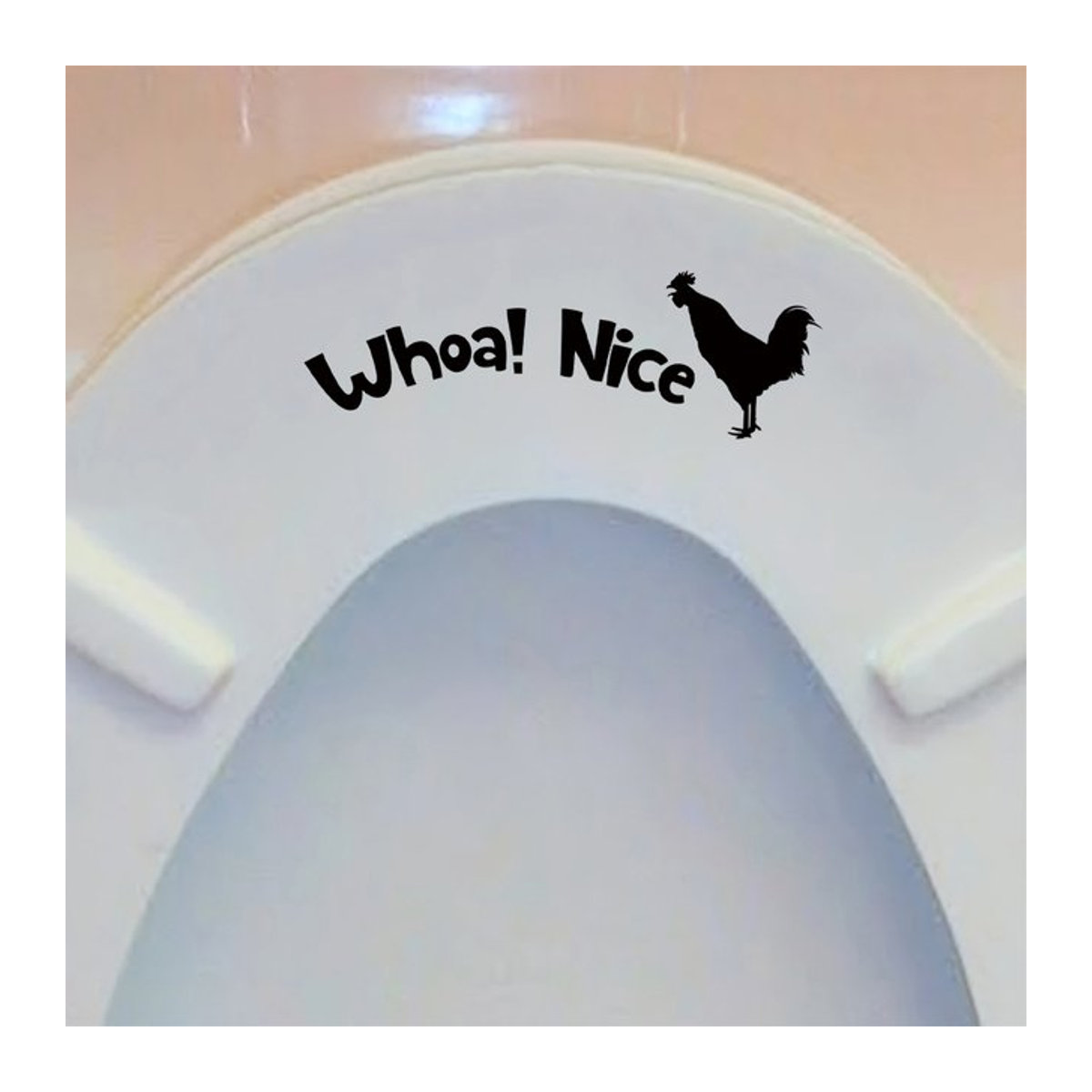 5 Stück wasserdichte Vinyl-Aufkleber für den Toilettendeckel von BRUP mit lustigem Hahn-Zitat in Schwarz zur Badezimmer-Dekoration - Bild 1