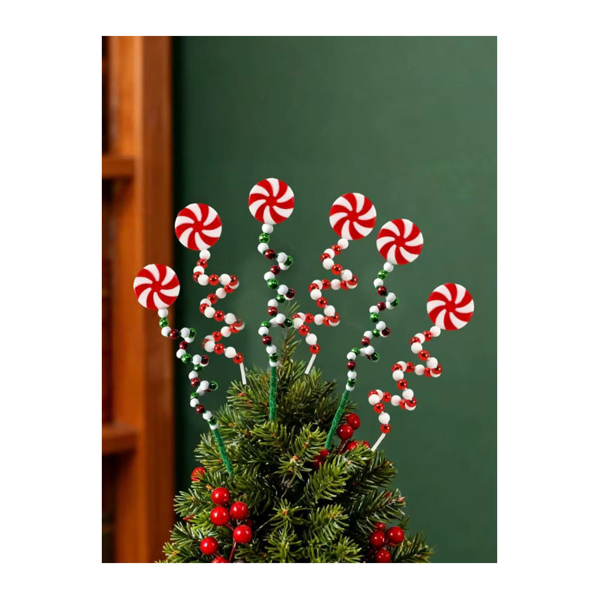 5 Stück Weihnachtsbaum-Spirale aus Kunststoff in Rot und Weiß zur DIY-Dekoration - Bild 3