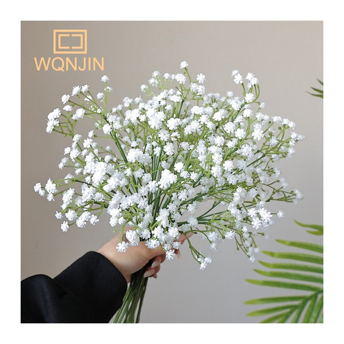 5 Stück WQNJIN künstliche Gypsophila Blumen in Weiß aus Kunststoff für Hochzeitsdekoration und DIY Blumensträuße - Bild 1