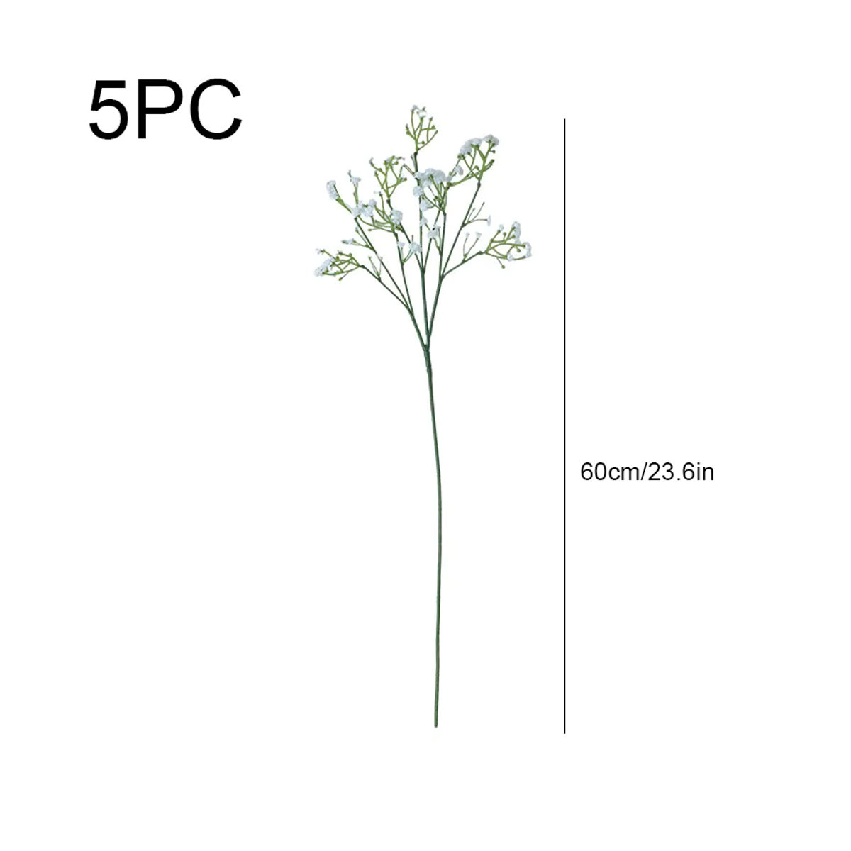 5 Stück WQNJIN künstliche Gypsophila Blumen in Weiß aus Kunststoff für Hochzeitsdekoration und DIY Blumensträuße - Bild 3