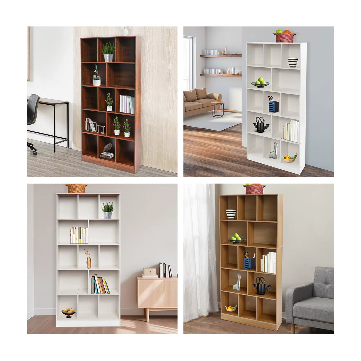 5-stufiges Standregal in Weiß als minimalistisches Bücherregal und Vitrine aus Holzwerkstoff, B/T/H: 80 x 24 x 180 cm - Bild 2