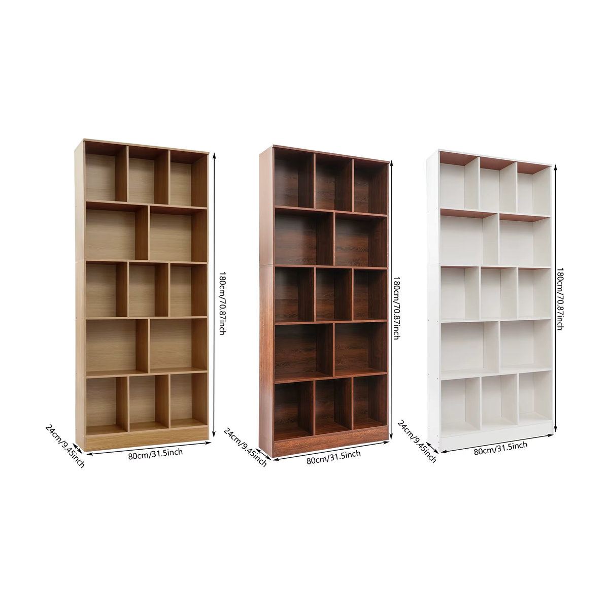 5-stufiges Standregal in Weiß als minimalistisches Bücherregal und Vitrine aus Holzwerkstoff, B/T/H: 80 x 24 x 180 cm - Bild 4