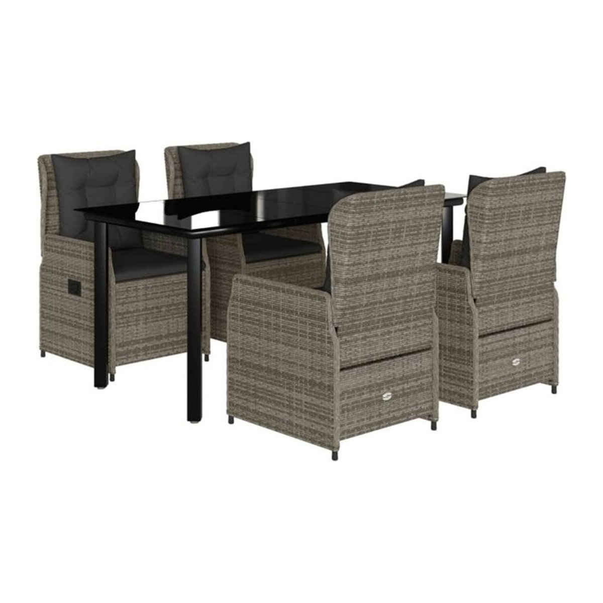 5-teilige Garten-Essgruppe aus Poly-Rattan mit Kissen in Grau von Vidaxl - Bild 1
