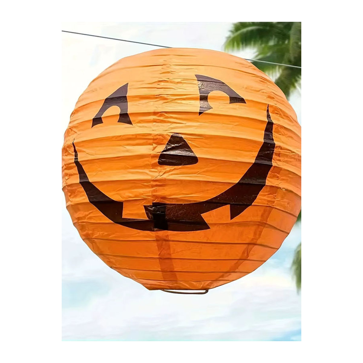 5-teiliges Halloween-Laternen-Set mit bösem Kürbiskopf und orangefarbenen Taschentuch-Pompons zur hängenden Dekoration - Bild 7