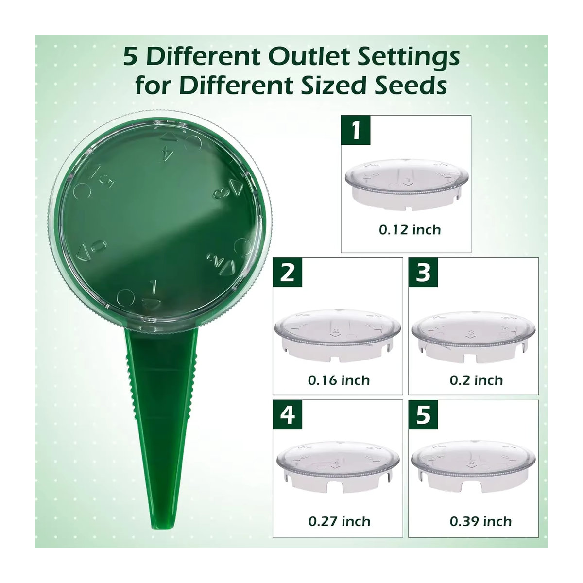5-teiliges Hand-Samenpflanzer Set mit 5 einstellbaren Geschwindigkeiten für Blumen und Gemüse zur manuellen Gartenarbeit im Innen- und Außenbereich - Bild 6