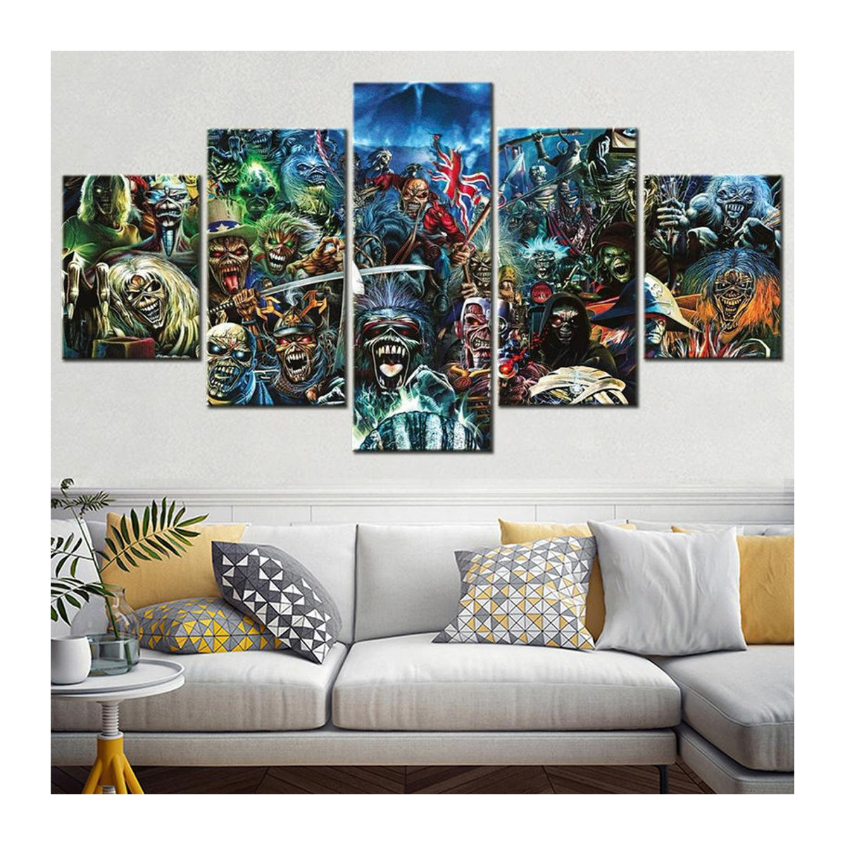 5-teiliges Iron Maiden Leinwand-Set von Fairy Art Gallery, mehrfarbige moderne Wandkunst für Teenager, Querformat, Rahmenlos - Bild 2