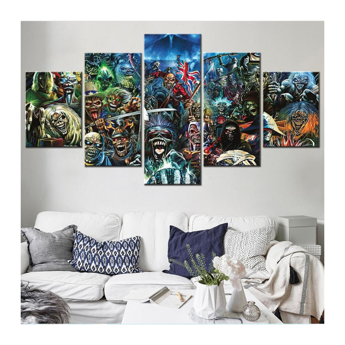5-teiliges Iron Maiden Leinwand-Set von Fairy Art Gallery, mehrfarbige moderne Wandkunst für Teenager, Querformat, Rahmenlos - Bild 3