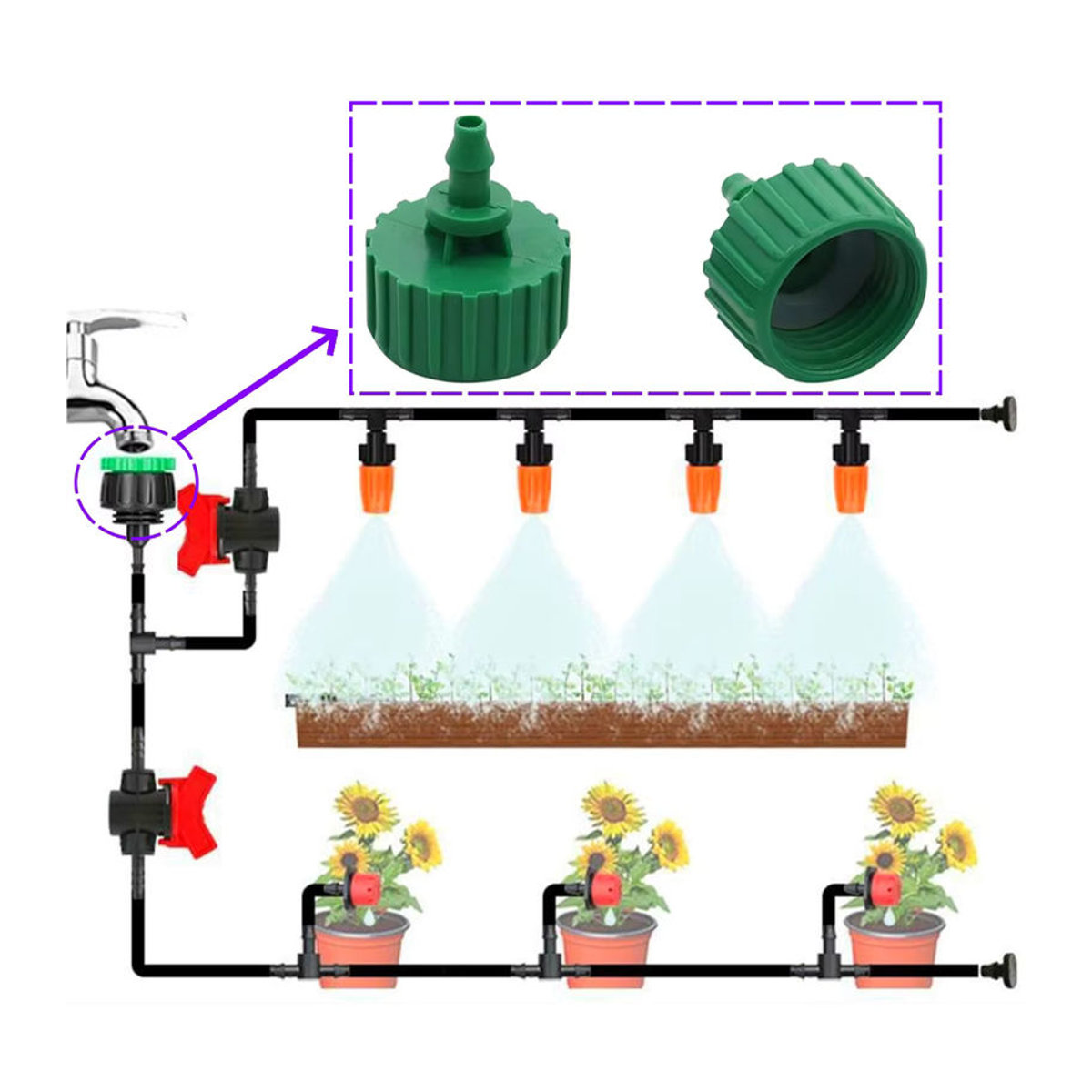 5-teiliges Set gerade Reduzierverbindung von 1/2 Zoll Innengewinde auf 4/7 mm Schlauch für Gartenbewässerung und Mikrobewässerung - Bild 5