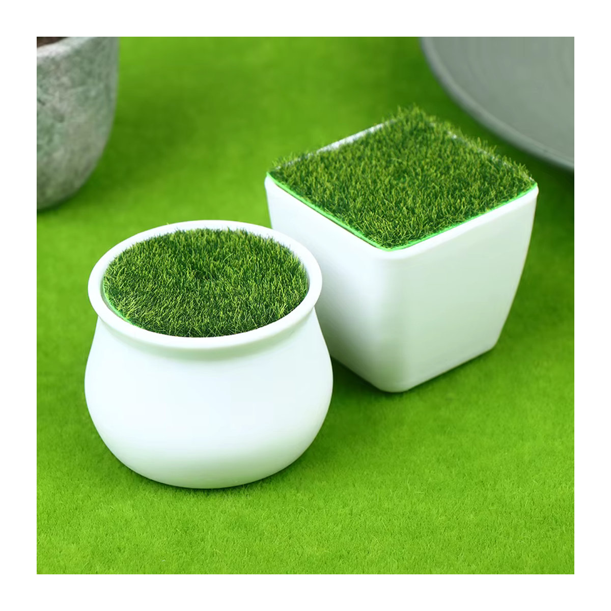 5-teiliges Set quadratische Blumentöpfe in Weiß für Bonsai und Gartendekoration - Bild 1