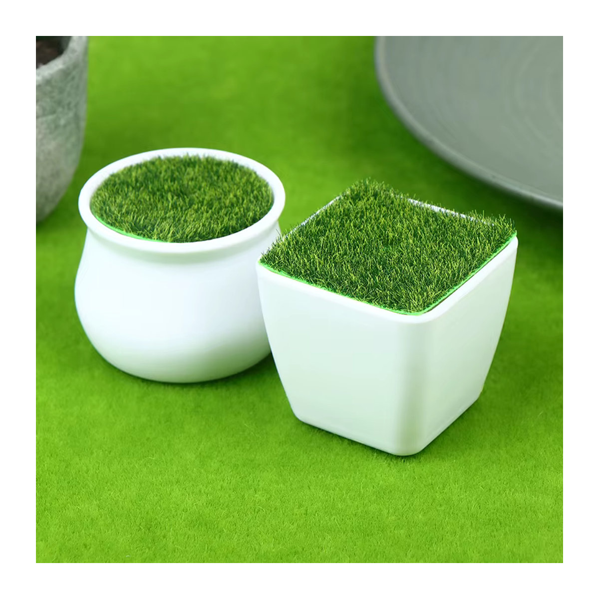 5-teiliges Set quadratische Blumentöpfe in Weiß für Bonsai und Gartendekoration - Bild 2
