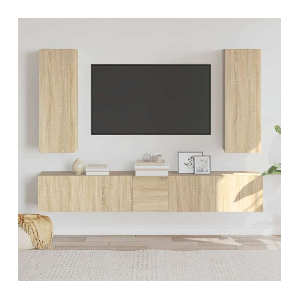 5-teiliges Vidaxl TV-Schrank-Set aus Holzwerkstoff in Sonoma-Eiche Natur und Braun im modernen Design - Bild 1