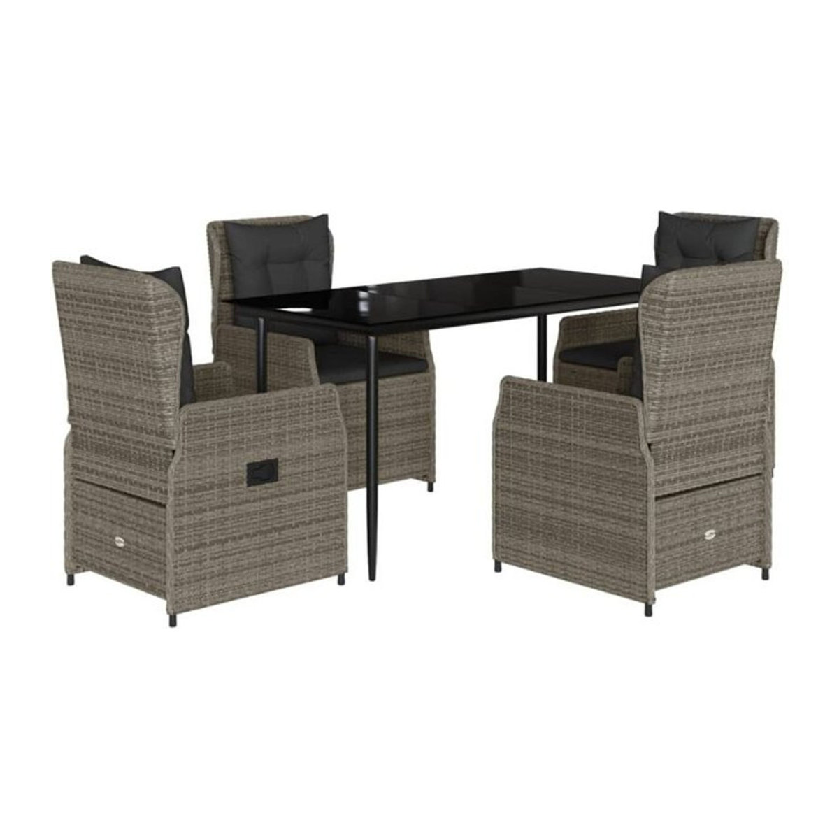 5-tlg. Garten-Essgruppe aus Poly-Rattan mit Kissen in Grau von Vidaxl - Bild 1