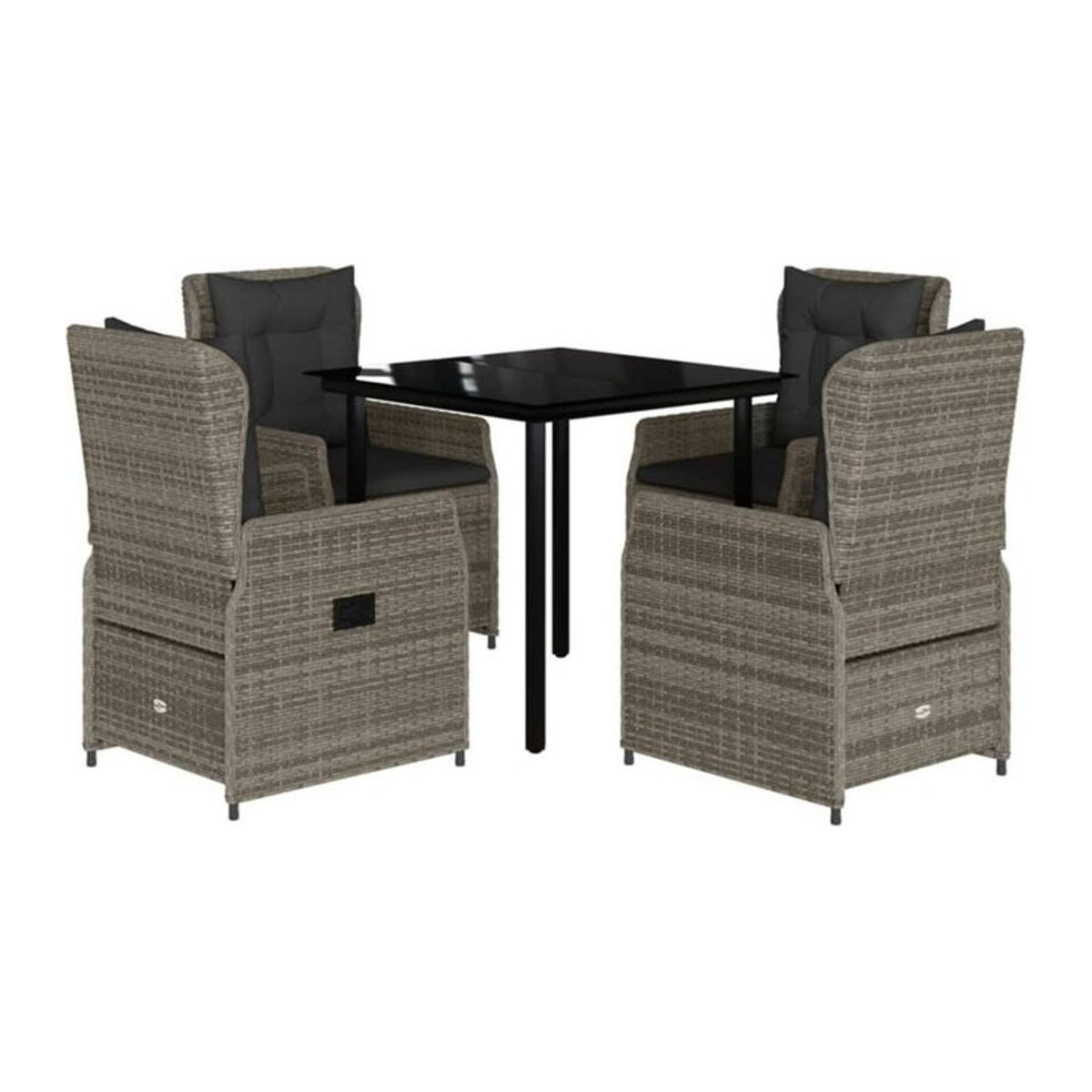 5-tlg. Garten-Essgruppe aus Poly-Rattan mit Kissen in Grau von Vidaxl - Bild 1