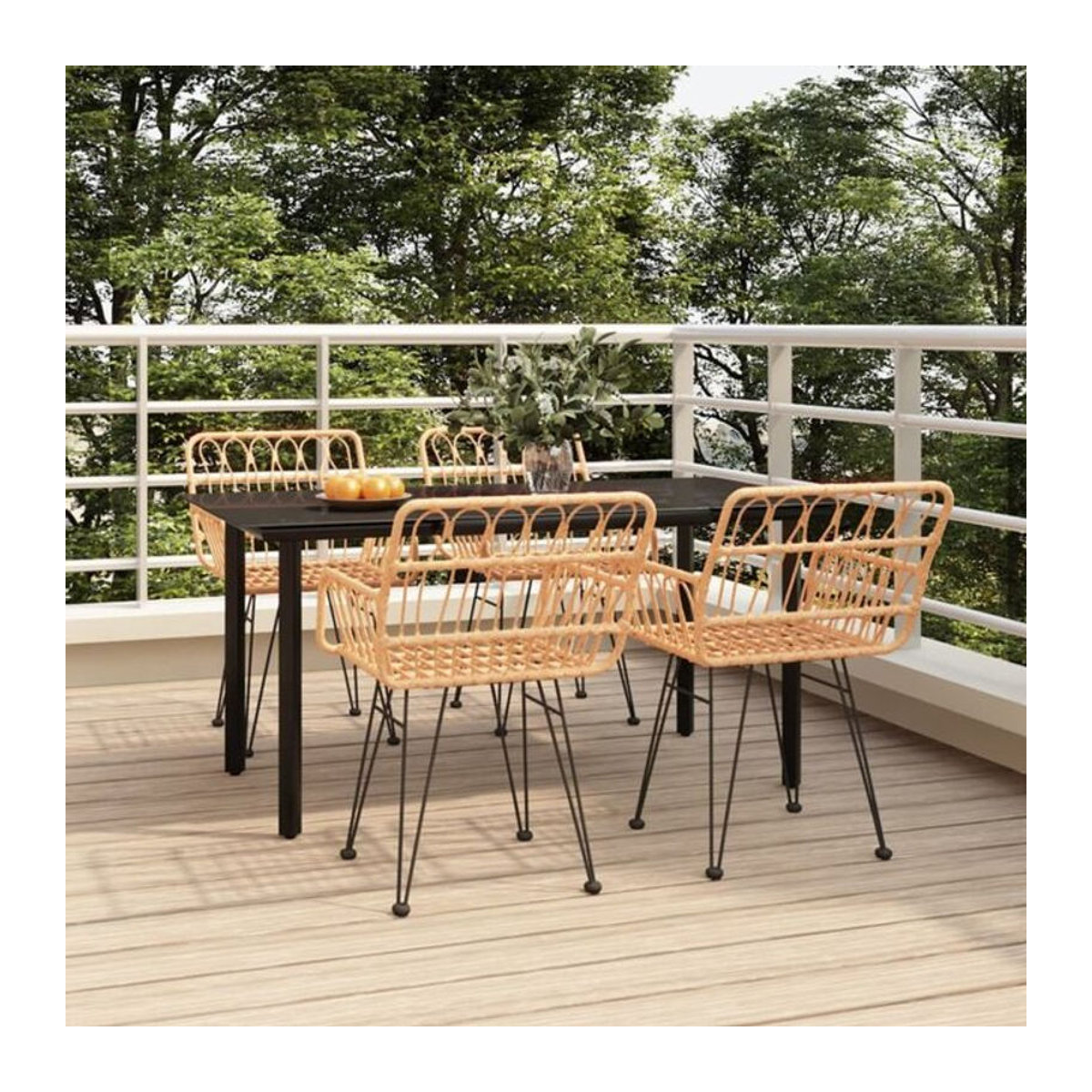 5-tlg. Garten-Essgruppe aus Polyrattan mit Glas und Stahl von Vidaxl in Schwarz oder Braun - Bild 1