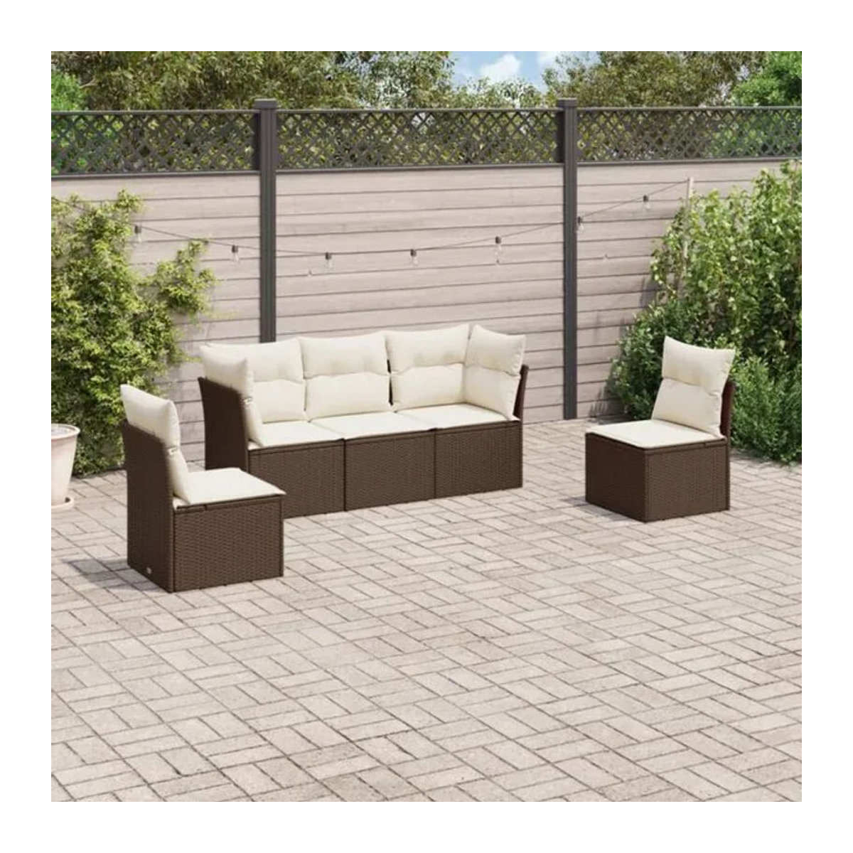 5-tlg. Garten-Sofagarnitur aus Polyrattan mit Kissen in Braun und Beige von vidaxl - Bild 1
