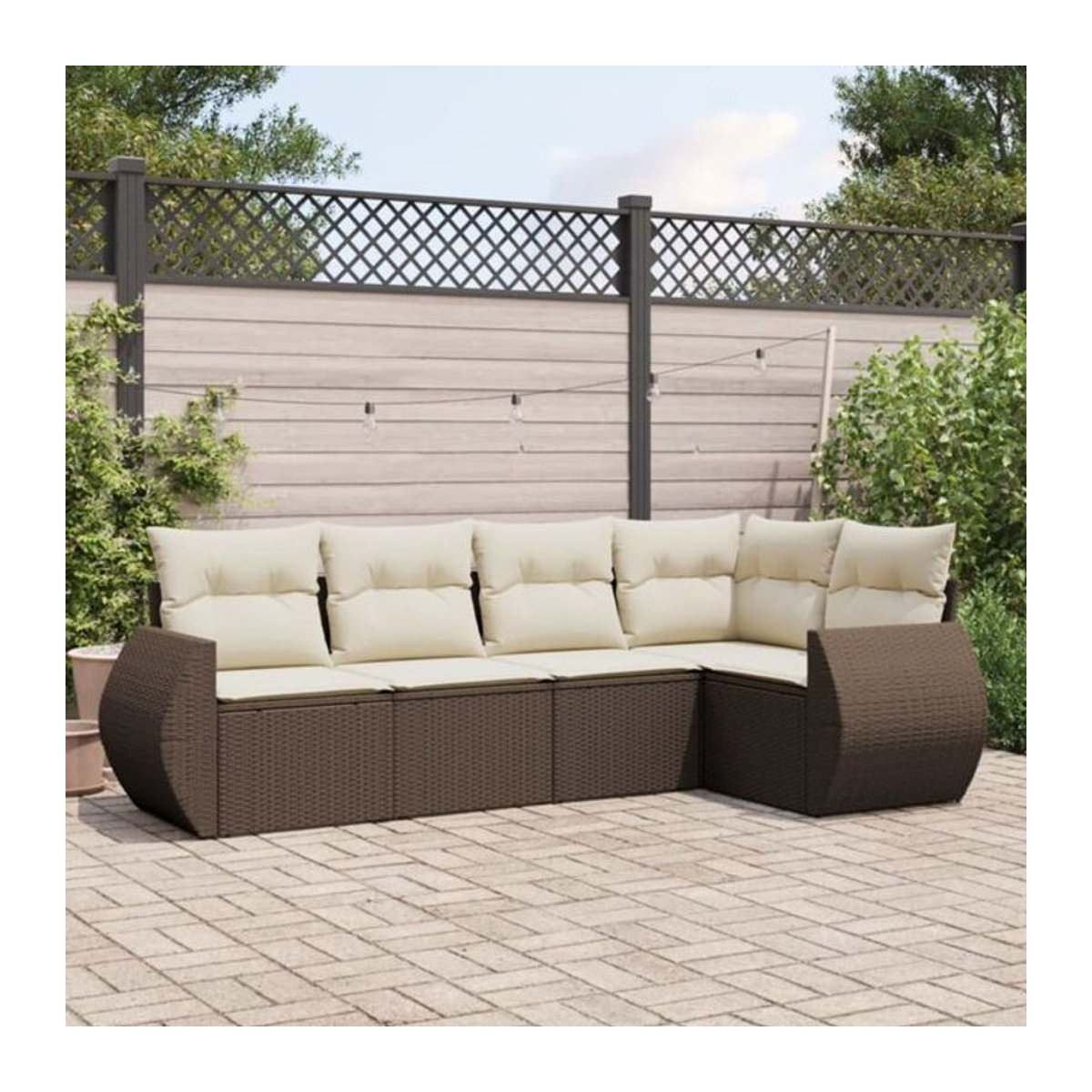 5-tlg. Garten-Sofagarnitur aus Polyrattan mit Kissen in Braun von Vidaxl - Bild 1