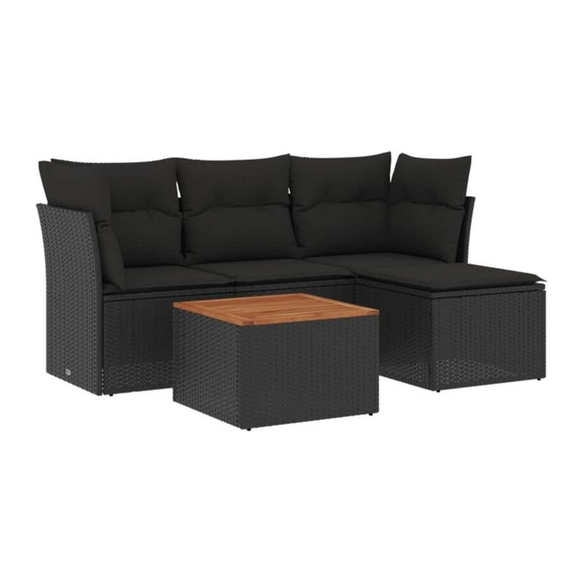 5-tlg. Garten-Sofagarnitur mit Kissen aus Polyrattan in Schwarz von VIDAXL - Bild 1