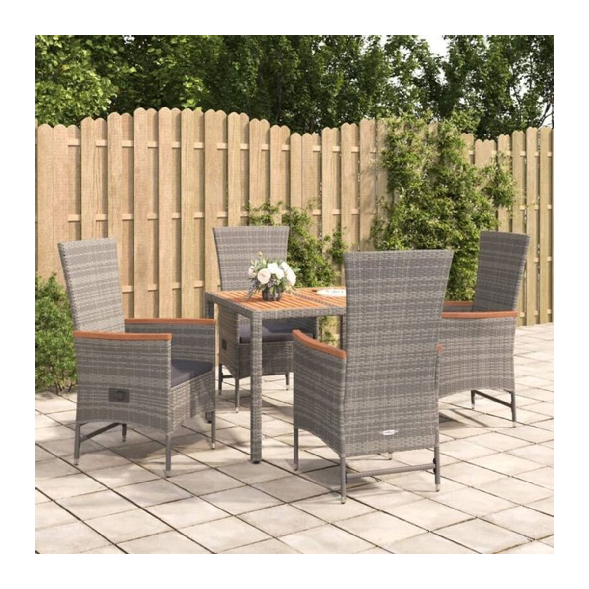 5-tlg. Gartenmöbel-Set aus Polyrattan mit Kissen in Grau Anthrazit von vidaxl - Bild 1