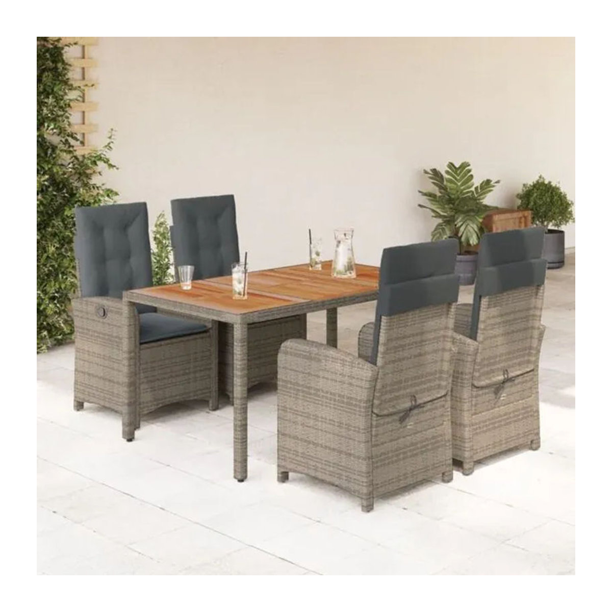 5-tlg. Gartenmöbel-Set aus Polyrattan mit Kissen in Grau von vidaxl - Bild 1