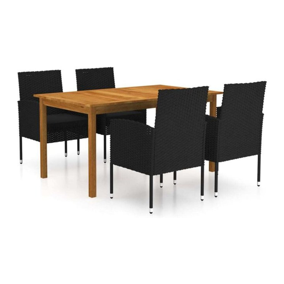 5-tlg. moderne Gartenmöbel-Set aus Akazie und Stahl in Schwarz von vidaxl - Bild 1