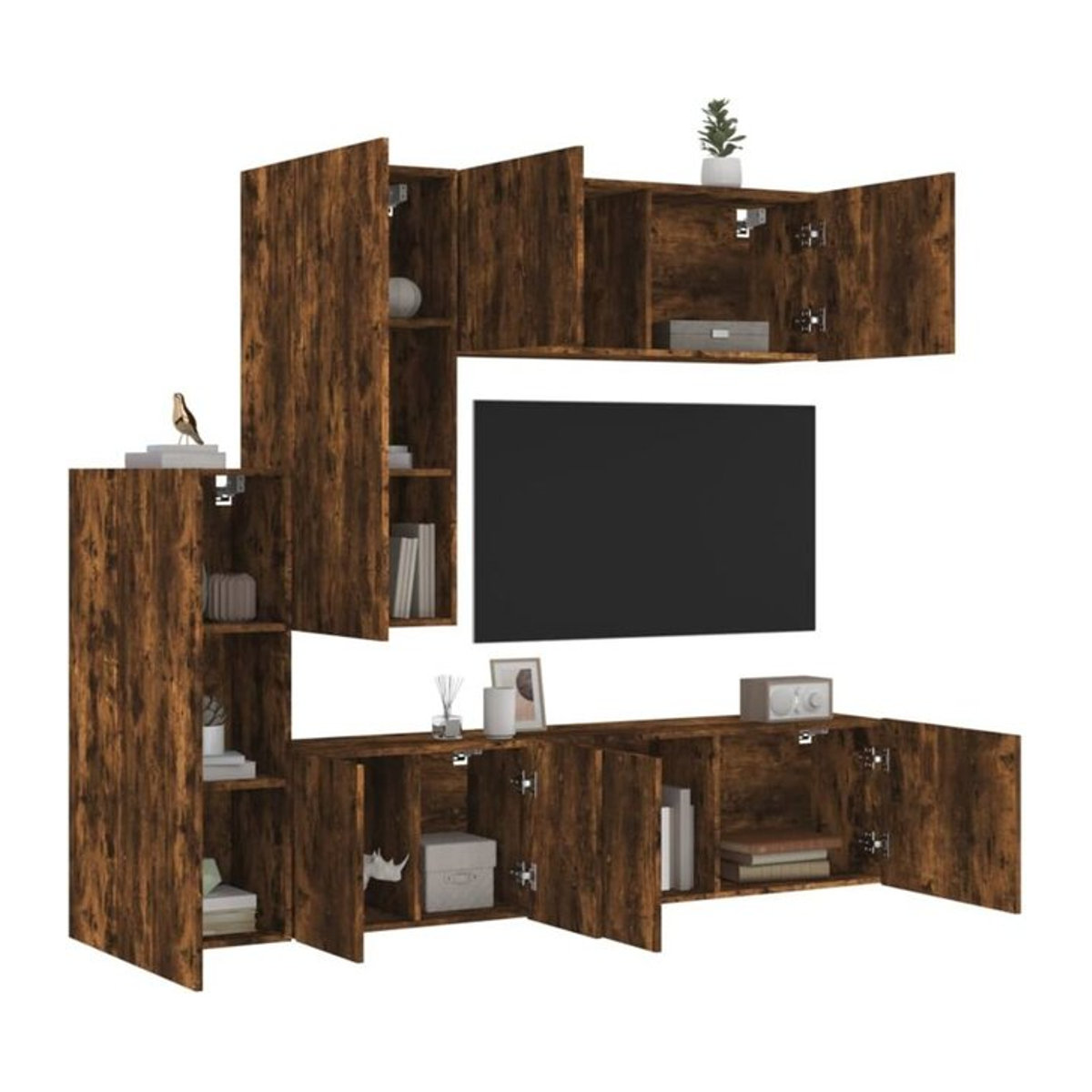 5-tlg. Moderne Wohnwand aus Holzwerkstoff von Vidaxl in Räuchereiche Braun - Bild 1