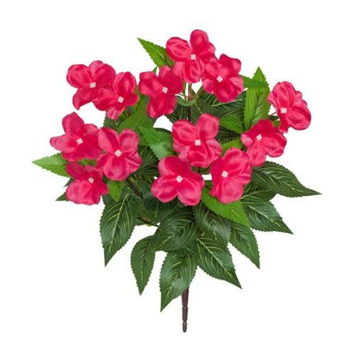 5 UV-beständige künstliche Impatiens-Blumensträuße in Rose Rot für den Außenbereich - Bild 1