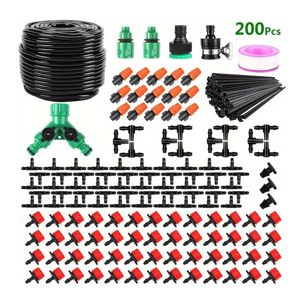 50 m DIY-Tropfbewässerungssystem für Garten und Gewächshaus in Schwarz aus Kunststoff zur effizienten Wasserverteilung - Bild 1
