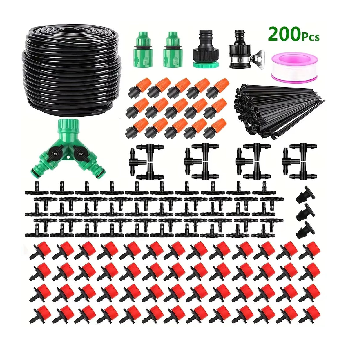 50 m DIY-Tropfbewässerungssystem für Garten und Gewächshaus in Schwarz aus Kunststoff zur effizienten Wasserverteilung - Bild 5