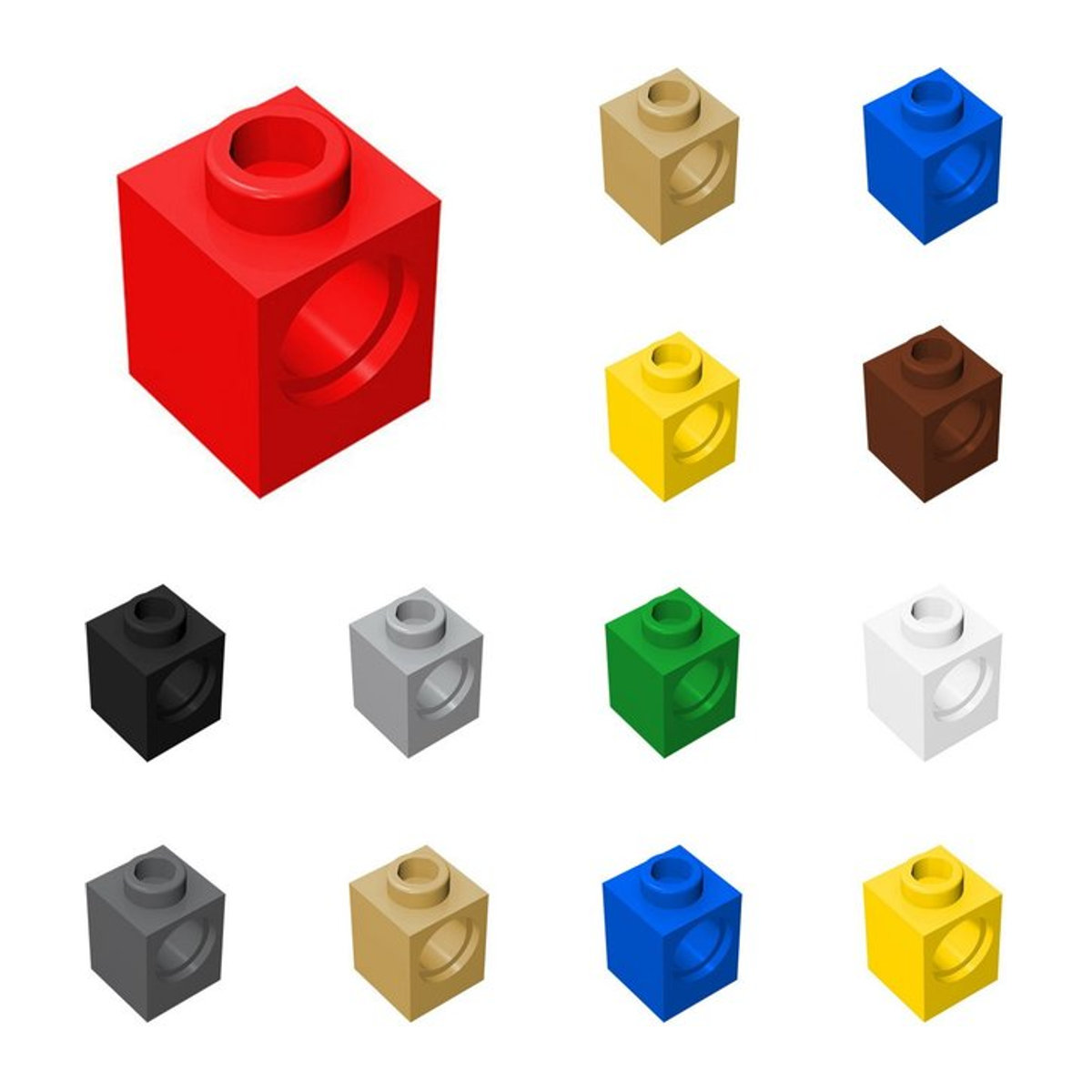 50 Stück alibricks Bausteine 6541 Ziegel 1x1 mit Loch in Grün und Bunt aus Kunststoff für MOC DIY Projekte - Bild 1