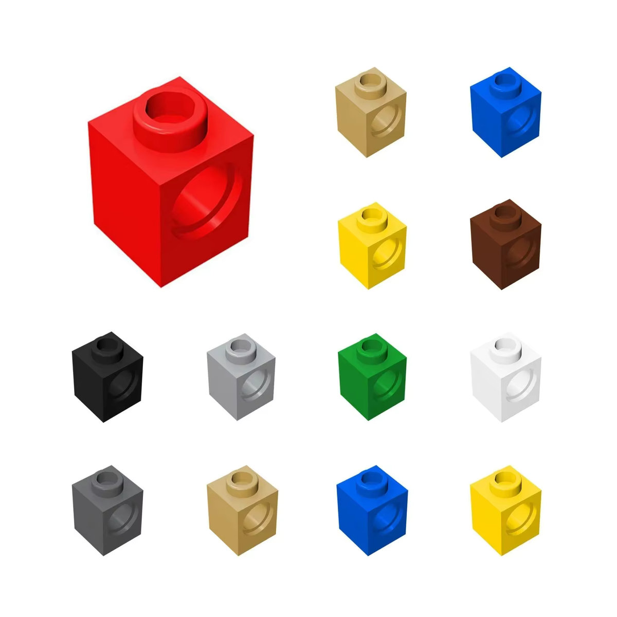 50 Stück alibricks Bausteine 6541 Ziegel 1x1 mit Loch in Grün und Bunt aus Kunststoff für MOC DIY Projekte - Bild 3