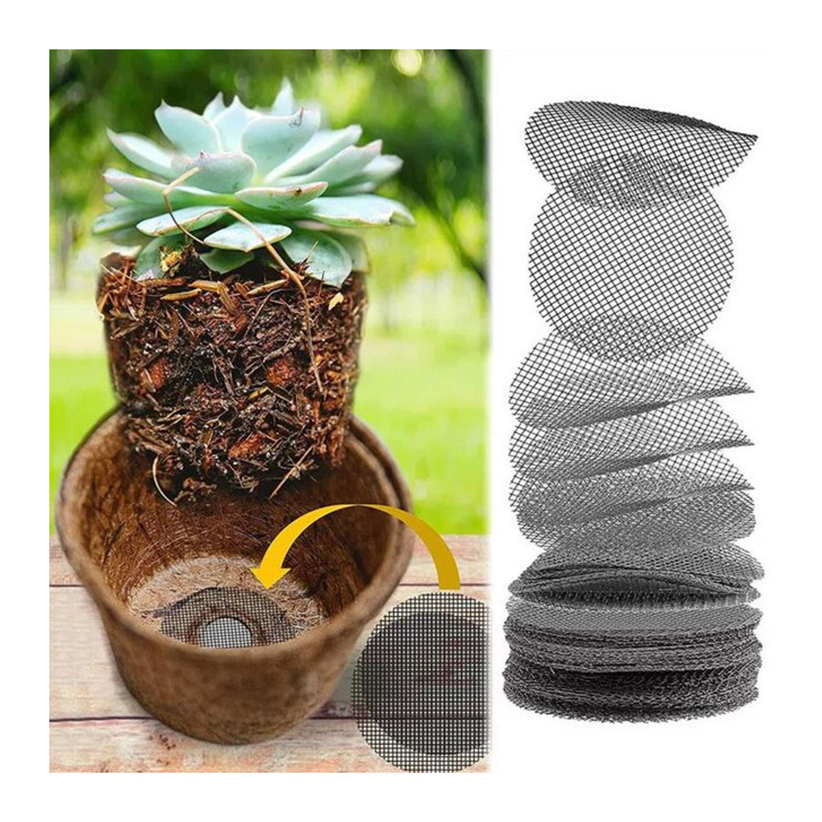 50 Stück Bonsai-Topf-Netzpolster, atmungsaktive Entwässerungsgittermatten zur Pflanzenpflege und zum Bodenschutz - Bild 1