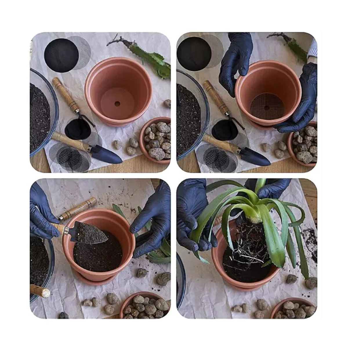 50 Stück Bonsai-Topf-Netzpolster, atmungsaktive Entwässerungsgittermatten zur Pflanzenpflege und zum Bodenschutz - Bild 3