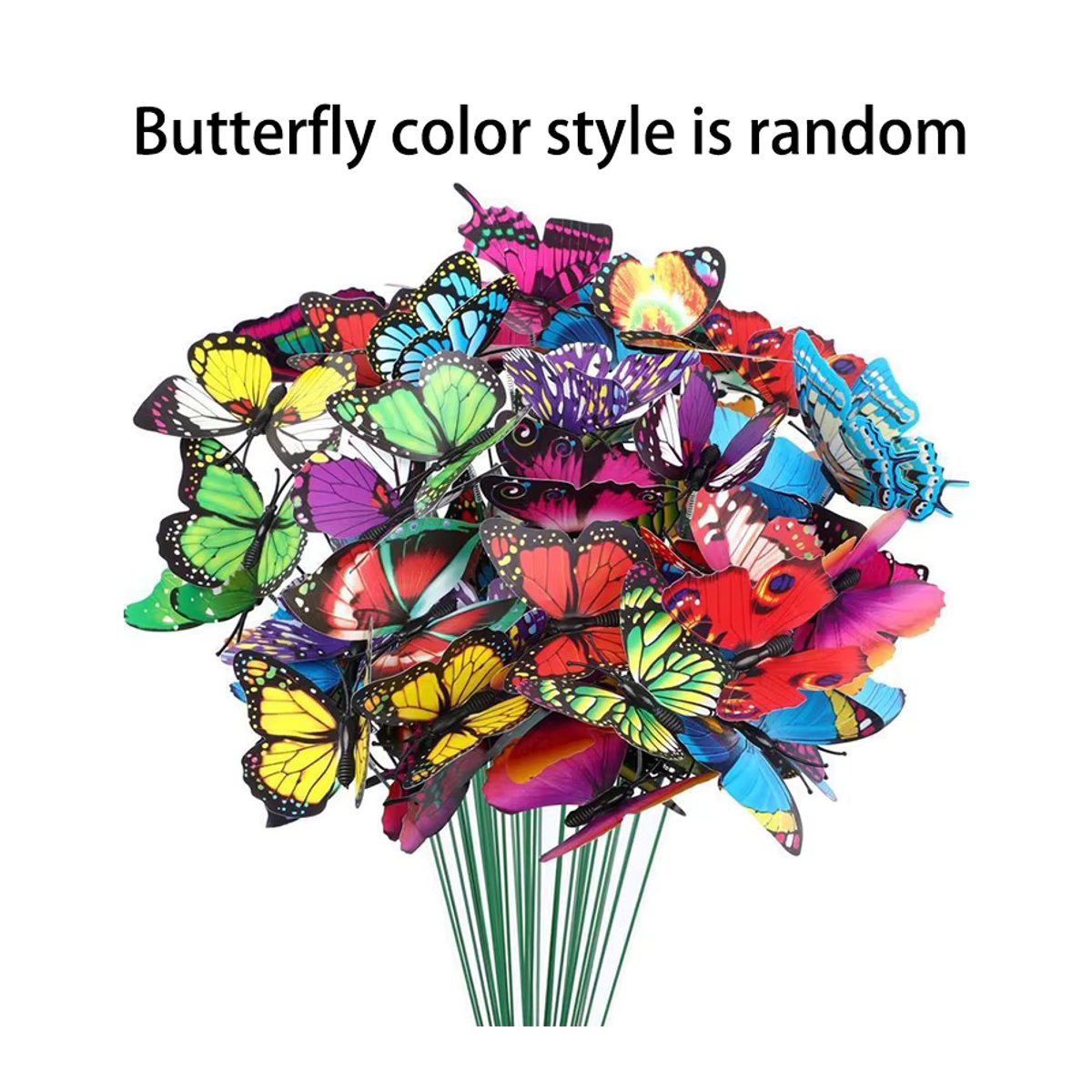 50 Stück Bunte 3D Schmetterlinge aus Kunststoff als Dekoration für Garten, Hof und Blumentöpfe - Bild 3