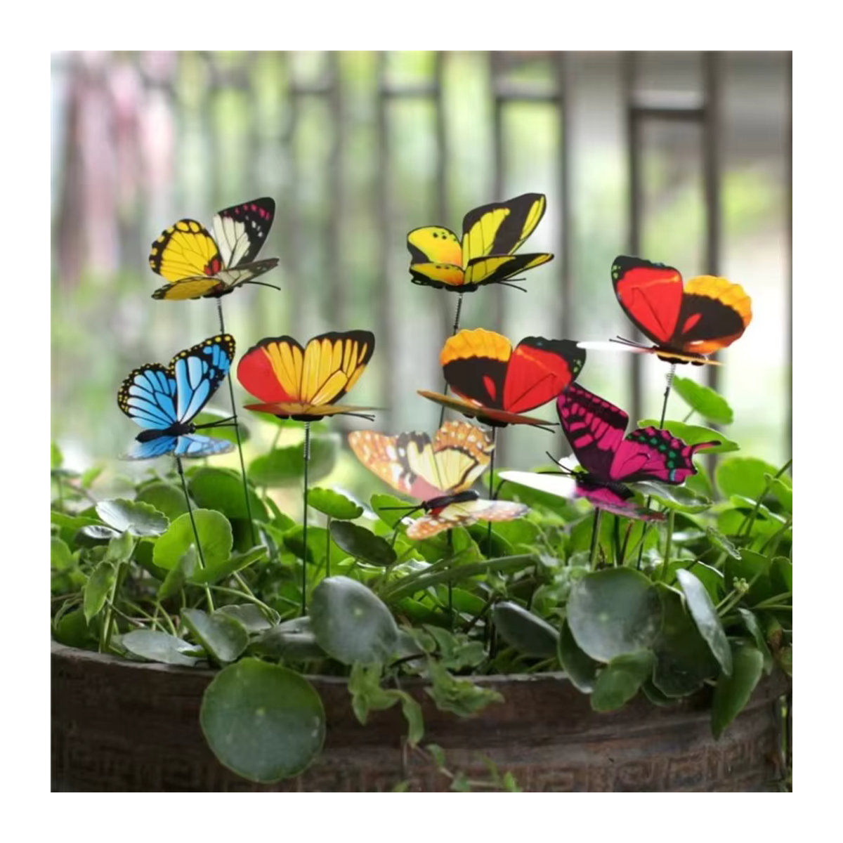 50 Stück Bunte 3D Schmetterlinge aus Kunststoff als Dekoration für Garten, Hof und Blumentöpfe - Bild 5