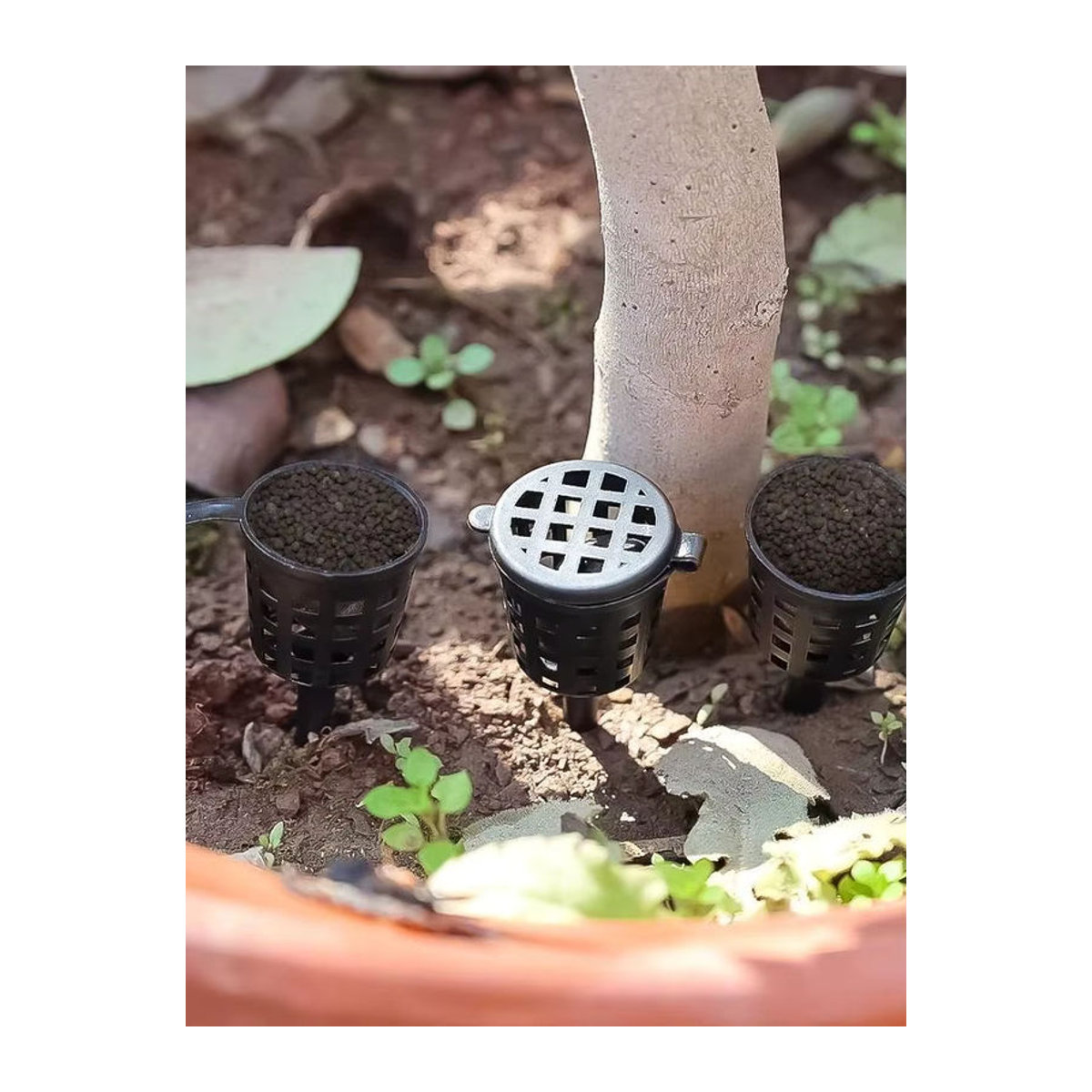 50 Stück Dünger Körbe mit Deckel aus Kunststoff in Schwarz für automatische Pflanzenpflege und Bonsai-Abdeckung - Bild 7