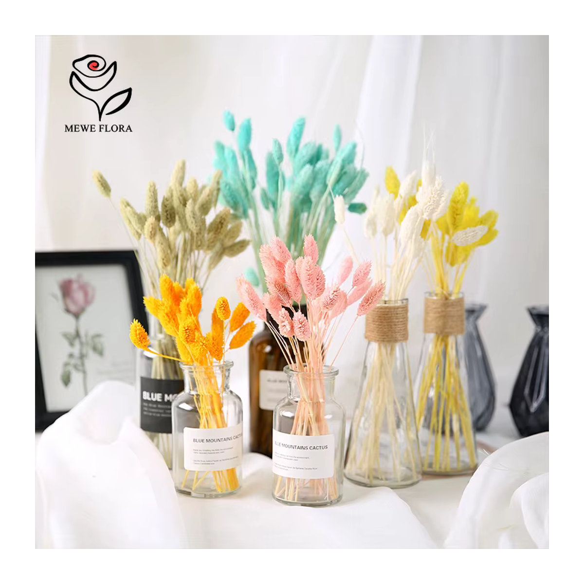 50 Stück getrocknete Phalaris-Gräser als Boho Bouquet in Lila und Mehrfarbig für deine Vase und Hochzeitsdekoration - Bild 3