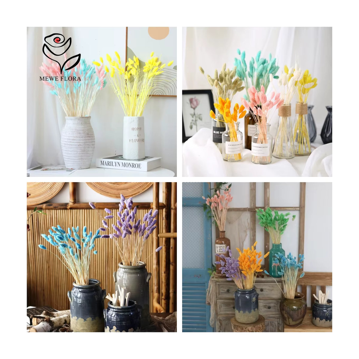 50 Stück getrocknete Phalaris-Gräser als Boho Bouquet in Lila und Mehrfarbig für deine Vase und Hochzeitsdekoration - Bild 6