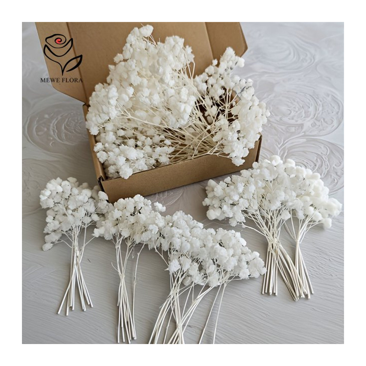 50 Stück getrocknete Schleierkraut-Blumen von YN HI FLOWER in Weiß und Lila für DIY-Dekorationen und Hochzeiten - Bild 1