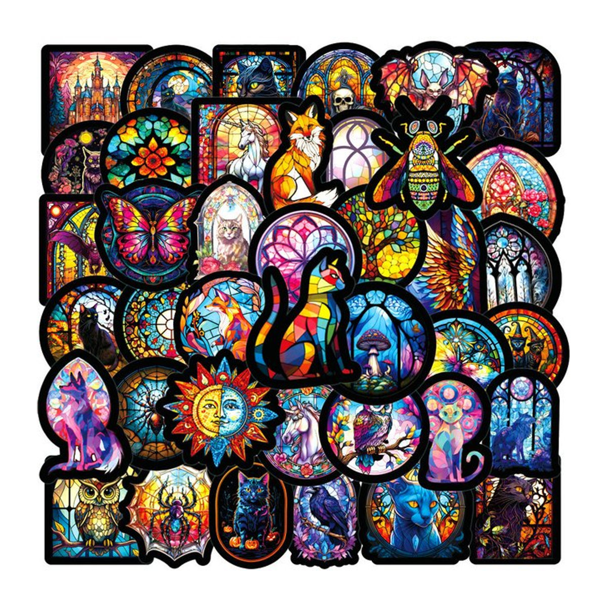 50 Stück Gothic Retro Diamant Kunst Blumen Aufkleber von BulingBulingStickers Shop, wasserdichte Graffiti Sticker in Mehrfarbig - Bild 1